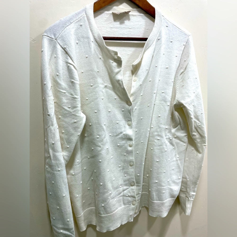 LOFT winter white button cardigan